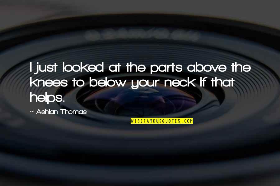 Your Knees Quotes By Ashlan Thomas: I just looked at the parts above the
