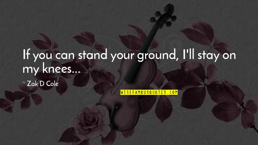 Your Knees Quotes By Zak D Cole: If you can stand your ground, I'll stay