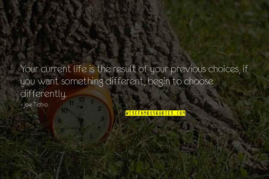 Your Life Choices Quotes By Joe Tichio: Your current life is the result of your Your Life Choices Quotes By Joe Tichio: Your current life is the result of your
