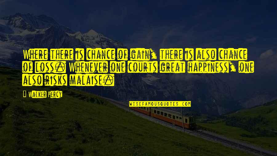 Your Loss Is Gain Quotes By Walker Percy: Where there is chance of gain, there is