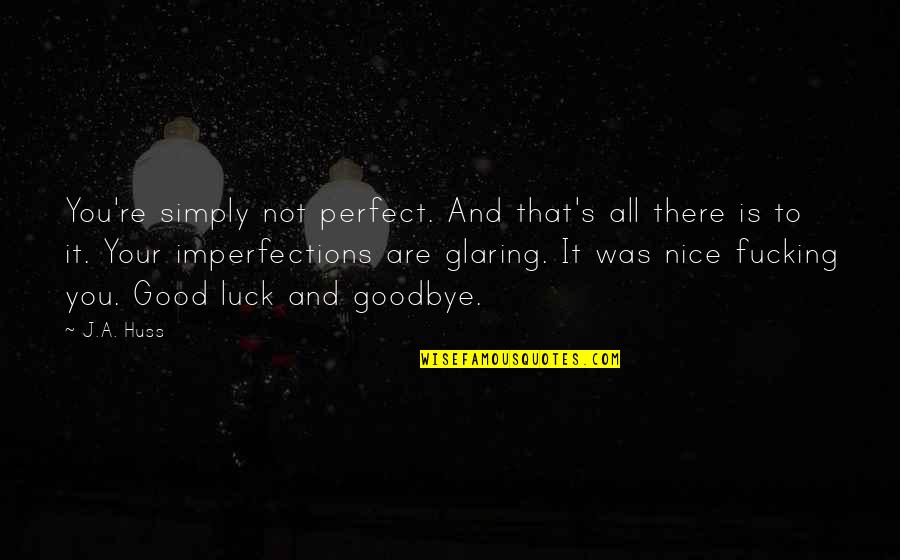 Your Luck Quotes By J.A. Huss: You're simply not perfect. And that's all there Your Luck Quotes By J.A. Huss: You're simply not perfect. And that's all there
