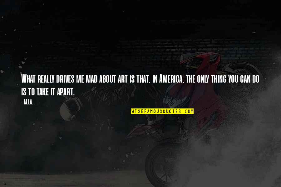 Your Mad At Me Quotes By M.I.A.: What really drives me mad about art is