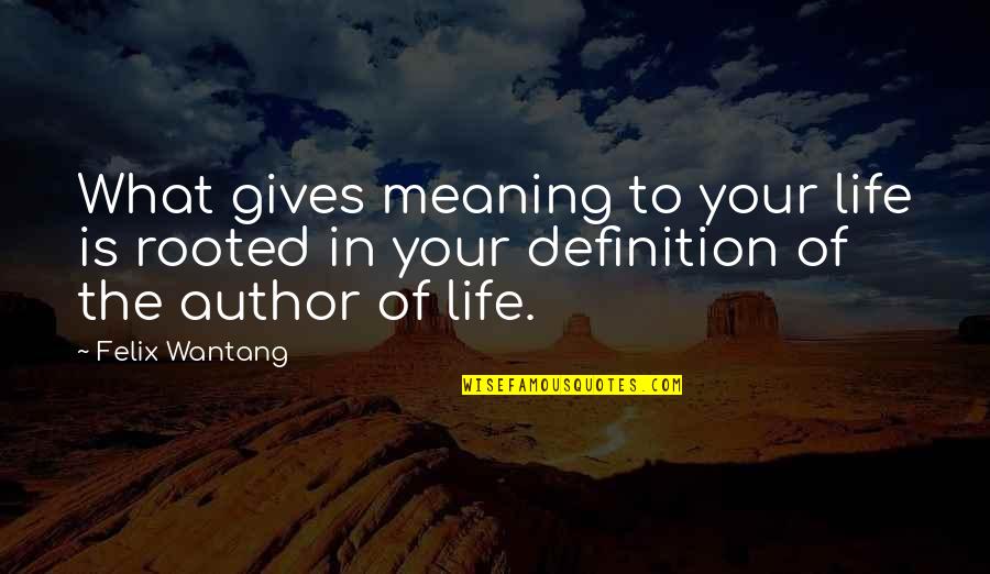 Your Meaning In Life Quotes By Felix Wantang: What gives meaning to your life is rooted