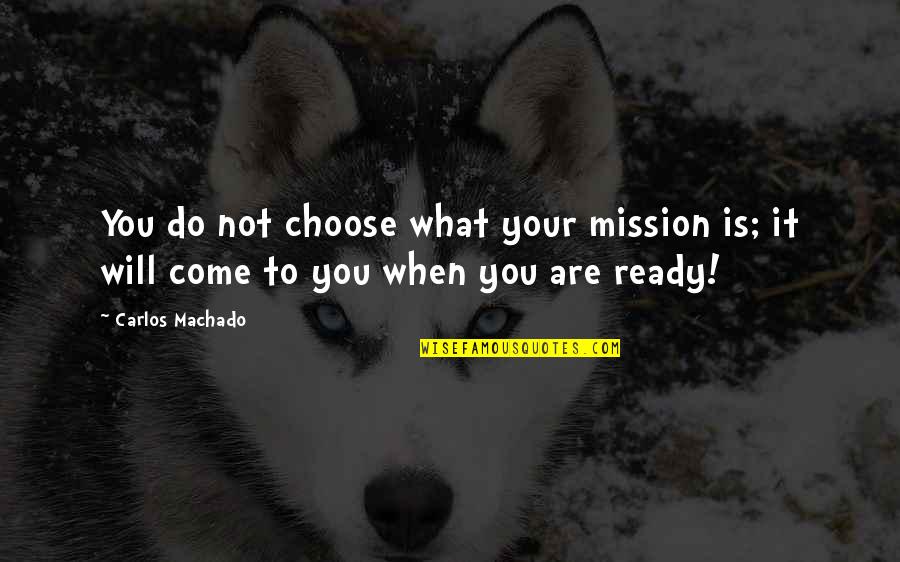 Your Mission Quotes By Carlos Machado: You do not choose what your mission is;