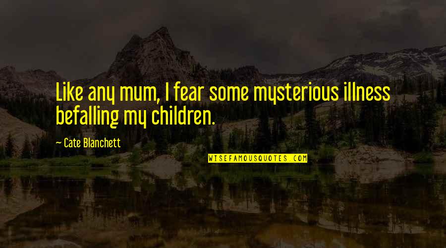 Your Mum Best Quotes By Cate Blanchett: Like any mum, I fear some mysterious illness Your Mum Best Quotes By Cate Blanchett: Like any mum, I fear some mysterious illness