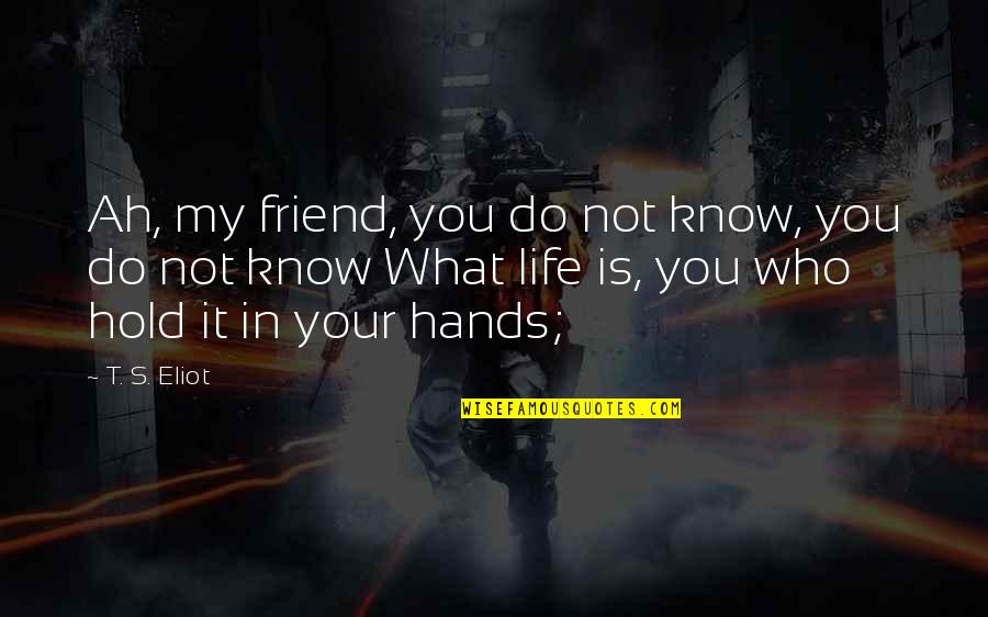 Your My Friend Quotes By T. S. Eliot: Ah, my friend, you do not know, you