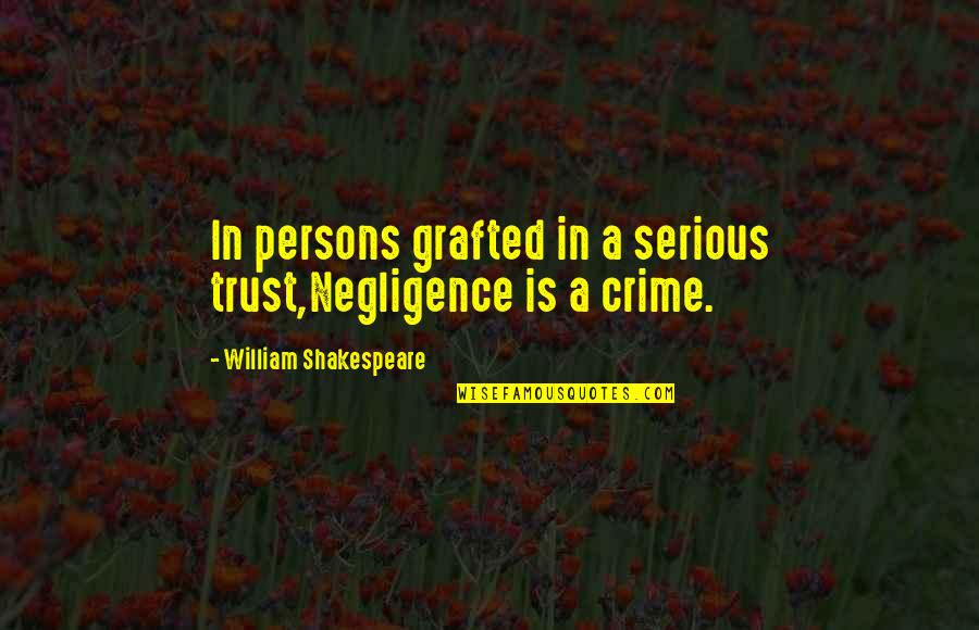 Your Negligence Quotes By William Shakespeare: In persons grafted in a serious trust,Negligence is