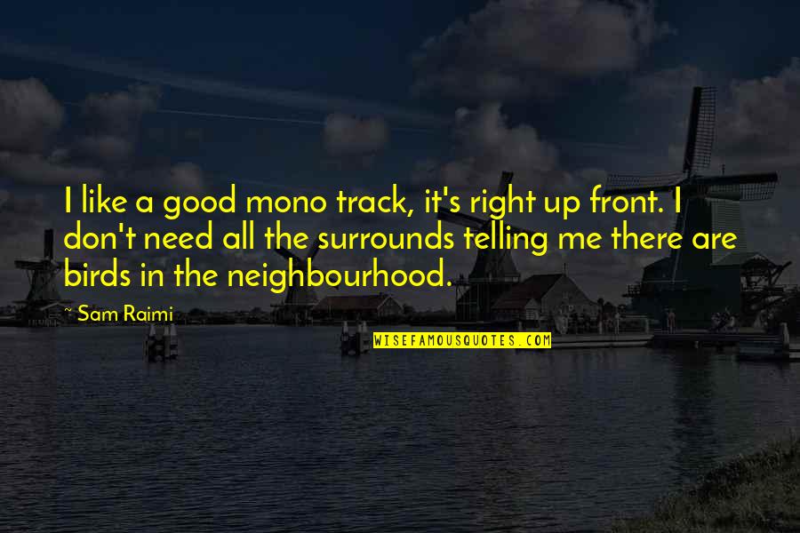 Your Neighbourhood Quotes By Sam Raimi: I like a good mono track, it's right