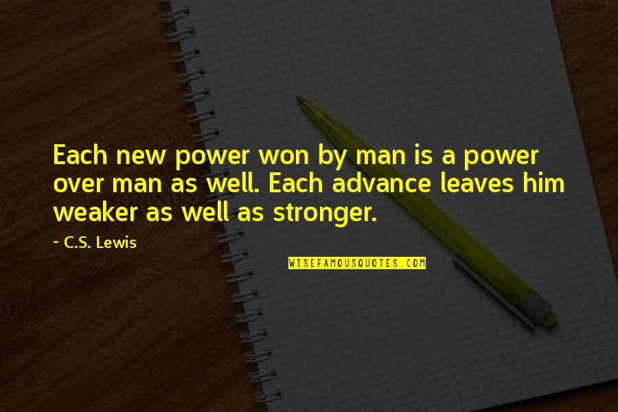 Your New Man Quotes By C.S. Lewis: Each new power won by man is a Your New Man Quotes By C.S. Lewis: Each new power won by man is a
