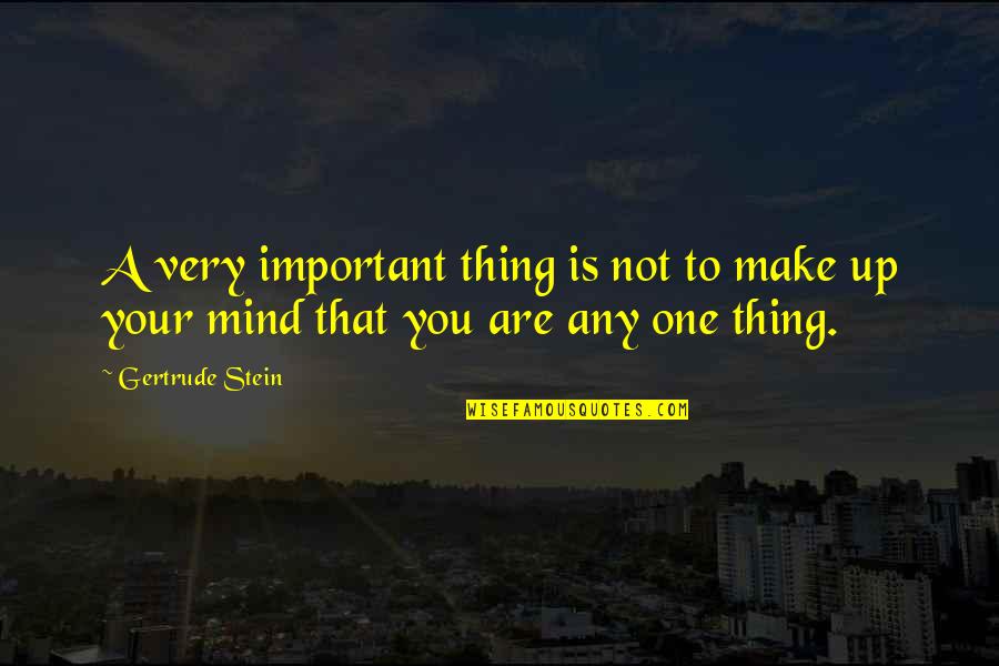 Your Not Important Quotes By Gertrude Stein: A very important thing is not to make
