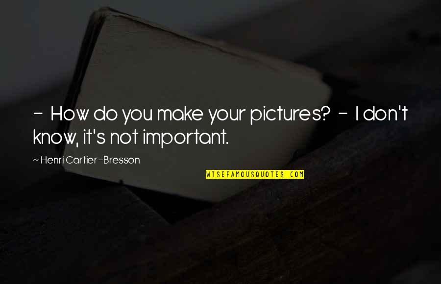 Your Not Important Quotes By Henri Cartier-Bresson: - How do you make your pictures? -
