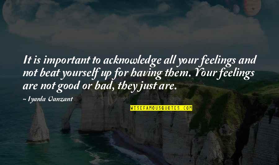 Your Not Important Quotes By Iyanla Vanzant: It is important to acknowledge all your feelings