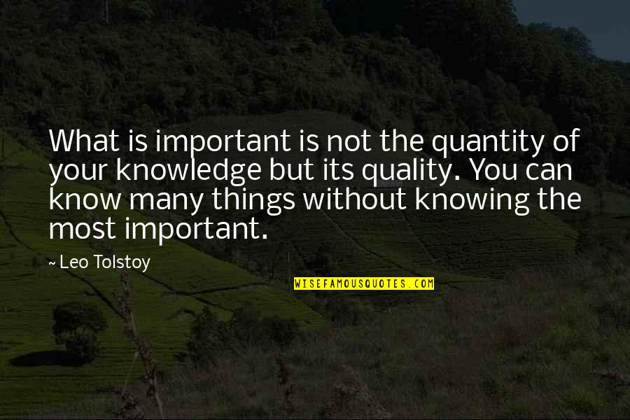 Your Not Important Quotes By Leo Tolstoy: What is important is not the quantity of