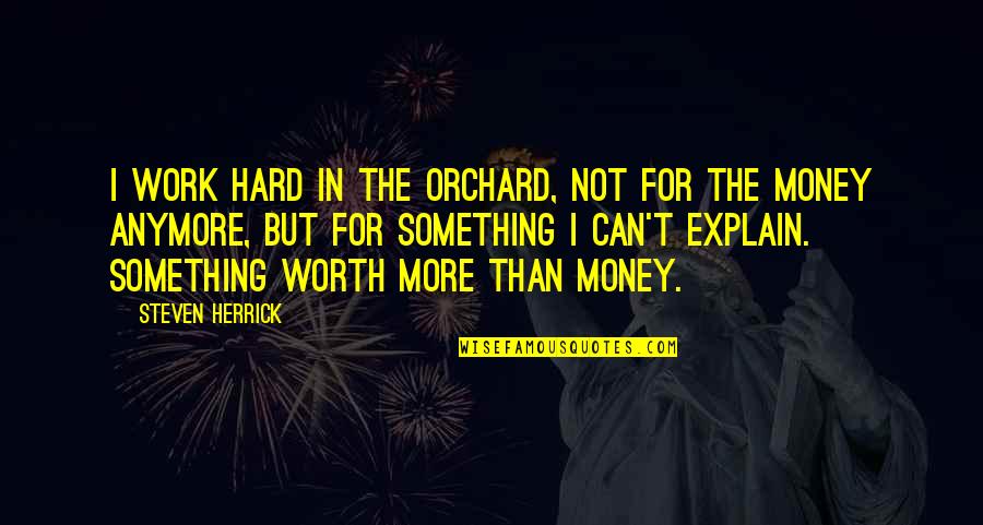 Your Not Worth It Anymore Quotes By Steven Herrick: I work hard in the orchard, not for