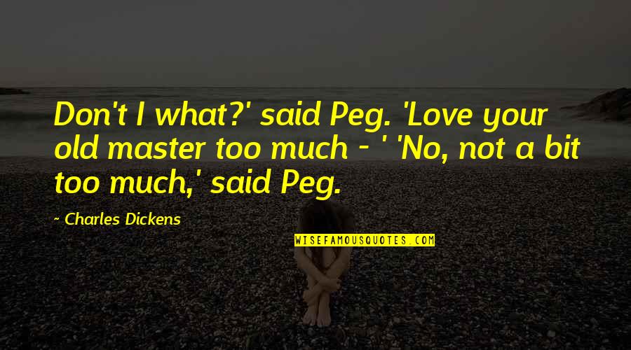 Your Old Love Quotes By Charles Dickens: Don't I what?' said Peg. 'Love your old