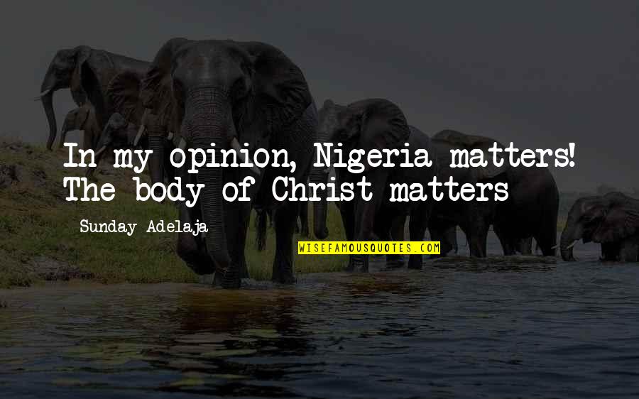 Your Opinion Matters Quotes By Sunday Adelaja: In my opinion, Nigeria matters! The body of Your Opinion Matters Quotes By Sunday Adelaja: In my opinion, Nigeria matters! The body of
