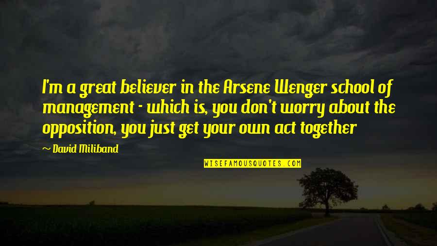 Your Own Business Quotes By David Miliband: I'm a great believer in the Arsene Wenger