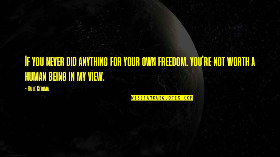 Your Own Worth Quotes By Haile Gerima: If you never did anything for your own Your Own Worth Quotes By Haile Gerima: If you never did anything for your own