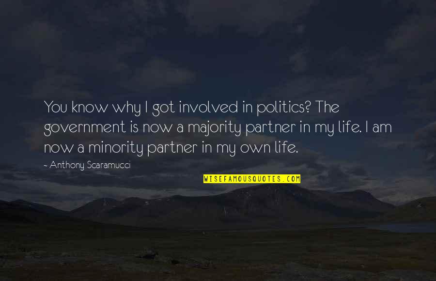 Your Partner In Life Quotes By Anthony Scaramucci: You know why I got involved in politics? Your Partner In Life Quotes By Anthony Scaramucci: You know why I got involved in politics?