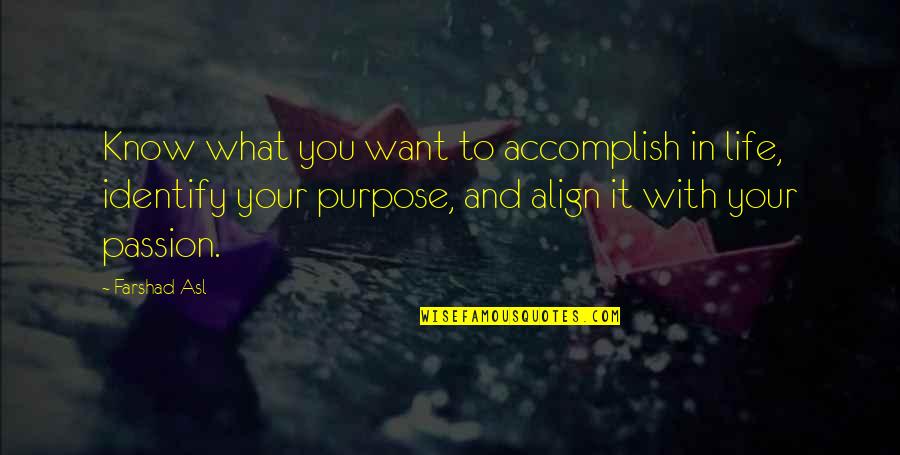 Your Passion In Life Quotes By Farshad Asl: Know what you want to accomplish in life, Your Passion In Life Quotes By Farshad Asl: Know what you want to accomplish in life,