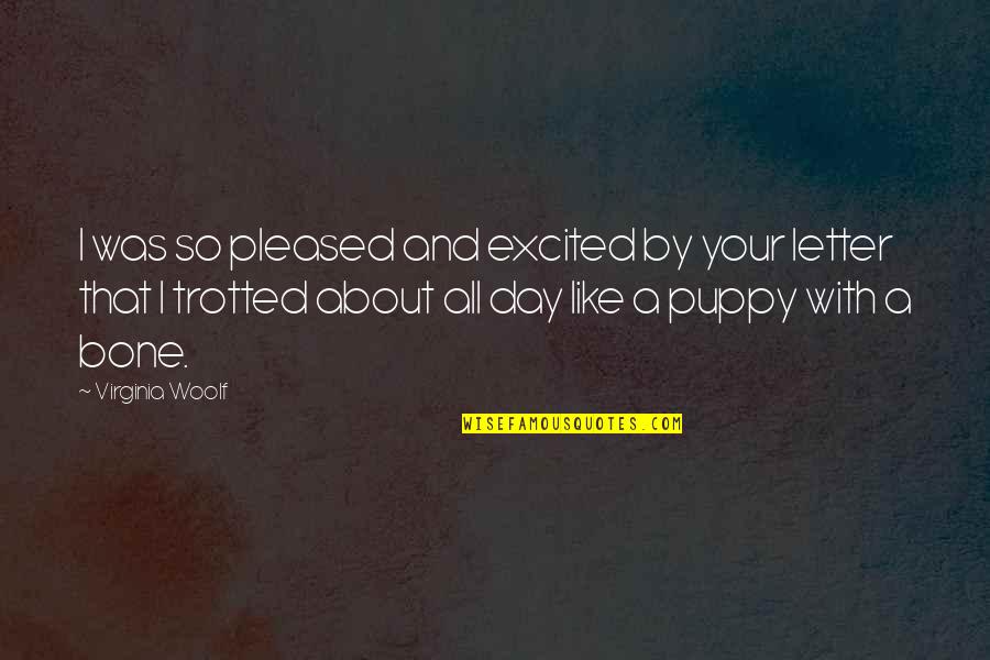 Your Puppy Quotes By Virginia Woolf: I was so pleased and excited by your