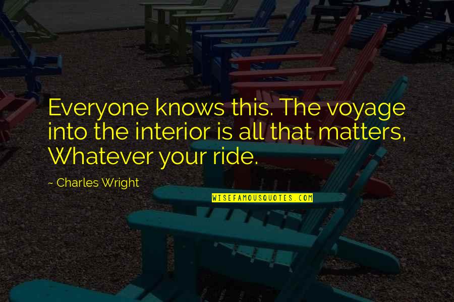 Your Quotes By Charles Wright: Everyone knows this. The voyage into the interior