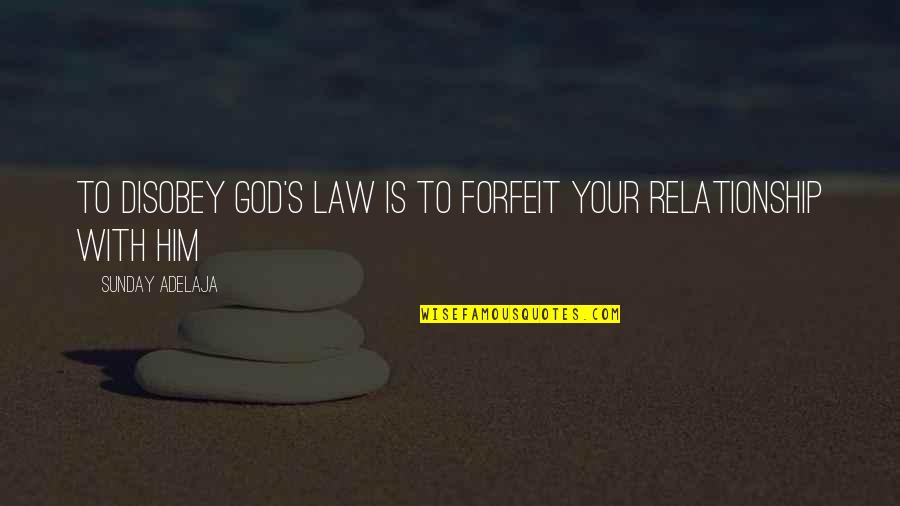 Your Relationship With God Quotes By Sunday Adelaja: To disobey God's law is to forfeit your