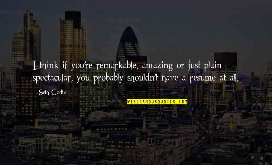 Your Resume Quotes By Seth Godin: I think if you're remarkable, amazing or just Your Resume Quotes By Seth Godin: I think if you're remarkable, amazing or just