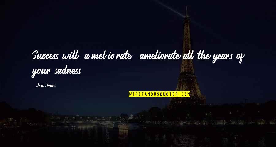Your Sadness Quotes By Jon Jones: Success will (a.mel.io.rate), ameliorate all the years of