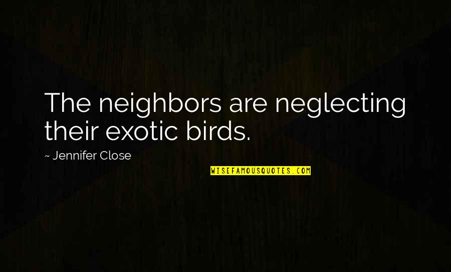 Your Smile Brightens My Day Quotes By Jennifer Close: The neighbors are neglecting their exotic birds.