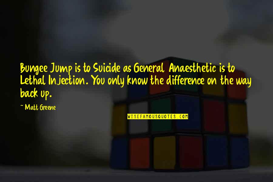 Your So Called Best Friend Quotes By Matt Greene: Bungee Jump is to Suicide as General Anaesthetic