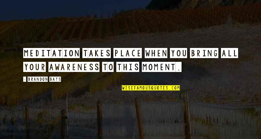 Your Spirituality Quotes By Brandon Bays: Meditation takes place when you bring all your