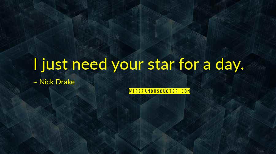 Your Star Quotes By Nick Drake: I just need your star for a day.