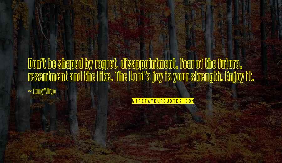 Your Strength Quotes By Terry Virgo: Don't be shaped by regret, disappointment, fear of Your Strength Quotes By Terry Virgo: Don't be shaped by regret, disappointment, fear of