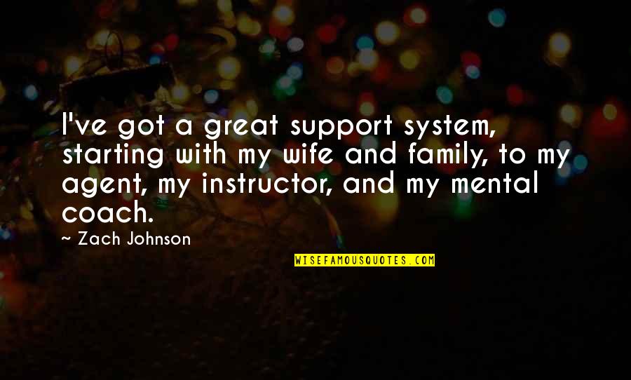 Your Support System Quotes By Zach Johnson: I've got a great support system, starting with