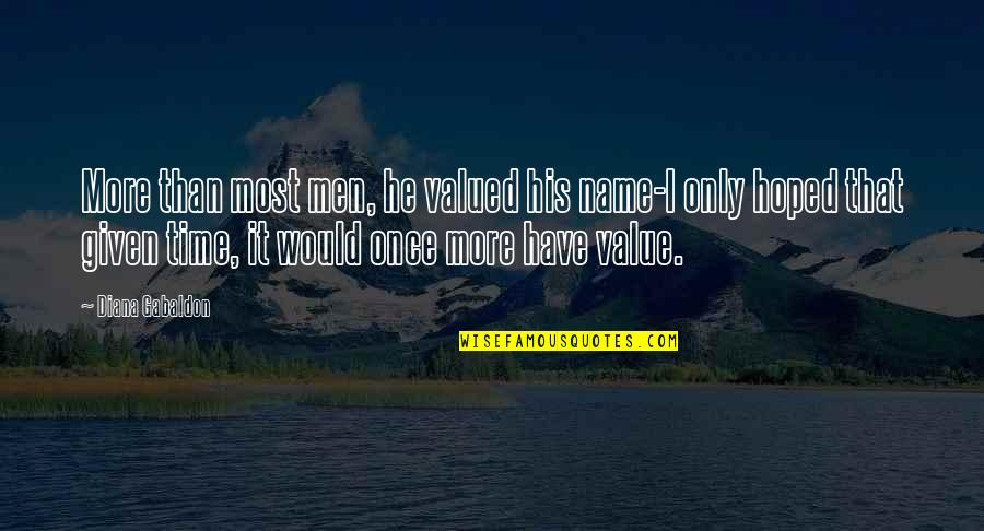 Your Sweet As A Cupcake Quotes By Diana Gabaldon: More than most men, he valued his name-I Your Sweet As A Cupcake Quotes By Diana Gabaldon: More than most men, he valued his name-I