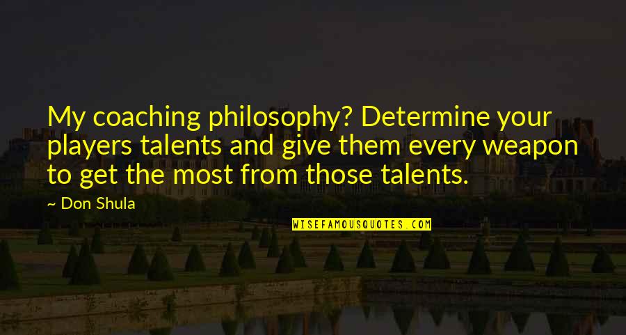 Your Talents Quotes By Don Shula: My coaching philosophy? Determine your players talents and Your Talents Quotes By Don Shula: My coaching philosophy? Determine your players talents and