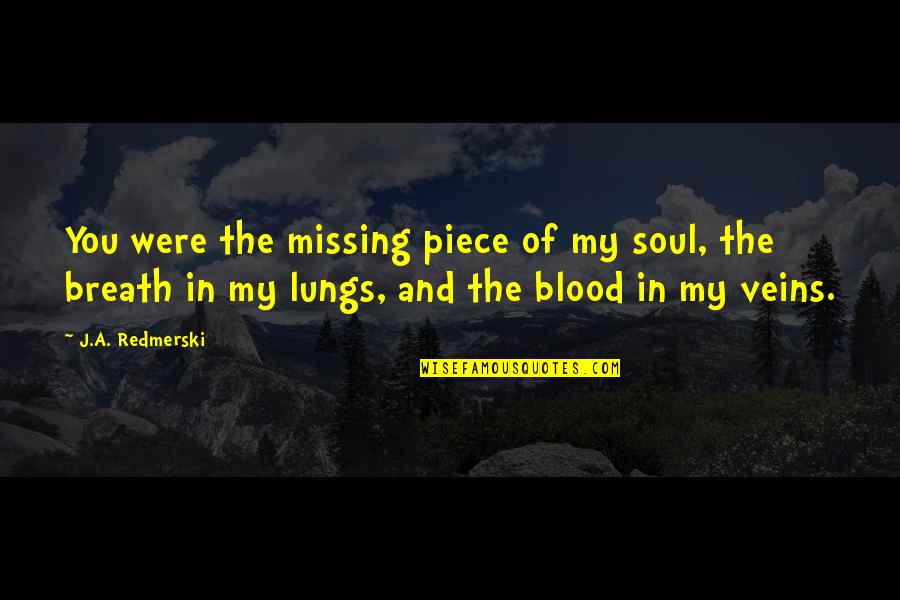 Your The Missing Piece Quotes By J.A. Redmerski: You were the missing piece of my soul, Your The Missing Piece Quotes By J.A. Redmerski: You were the missing piece of my soul,