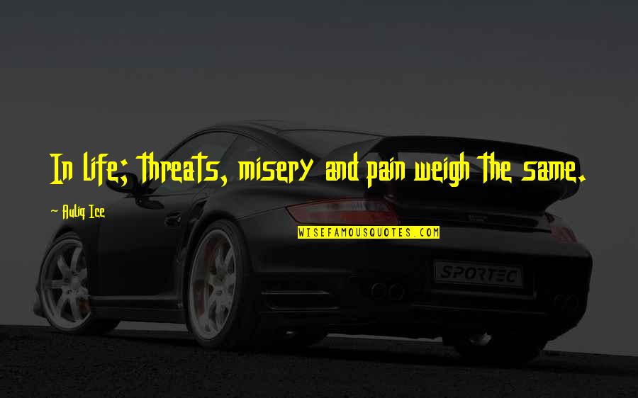 Your Threats Quotes By Auliq Ice: In life; threats, misery and pain weigh the