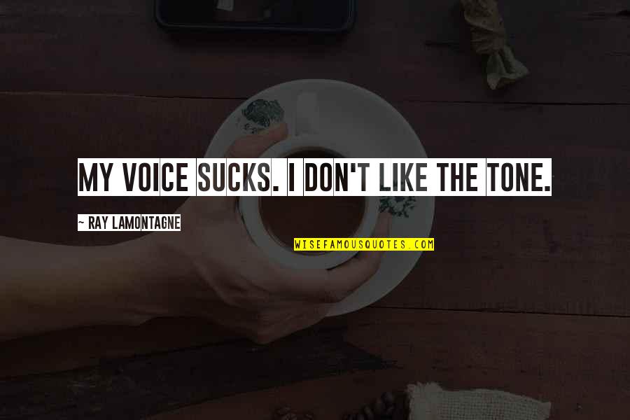 Your Tone Of Voice Quotes By Ray Lamontagne: My voice sucks. I don't like the tone.