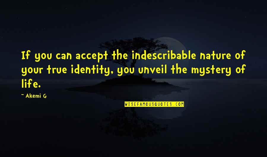 Your True Identity Quotes By Akemi G: If you can accept the indescribable nature of