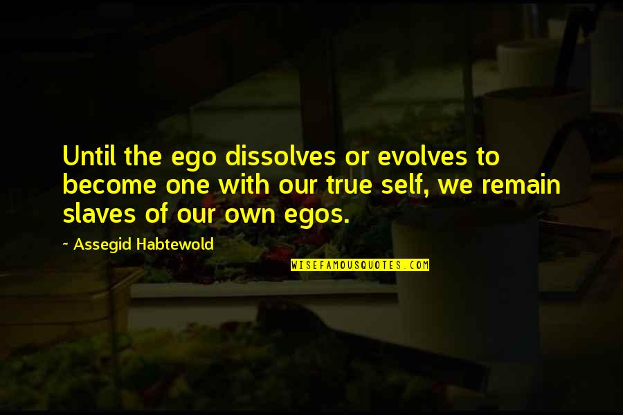 Your True Identity Quotes By Assegid Habtewold: Until the ego dissolves or evolves to become