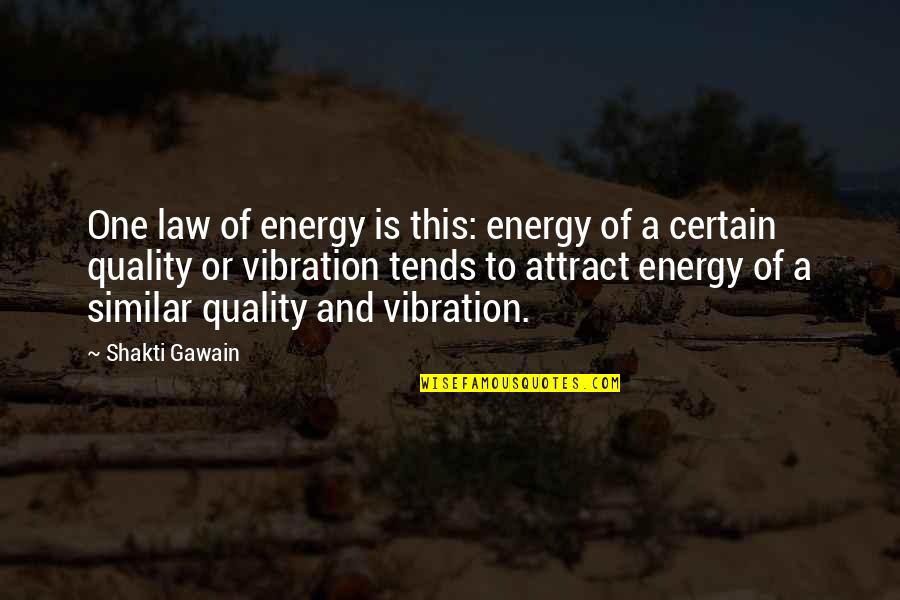 Your Vibration Quotes By Shakti Gawain: One law of energy is this: energy of