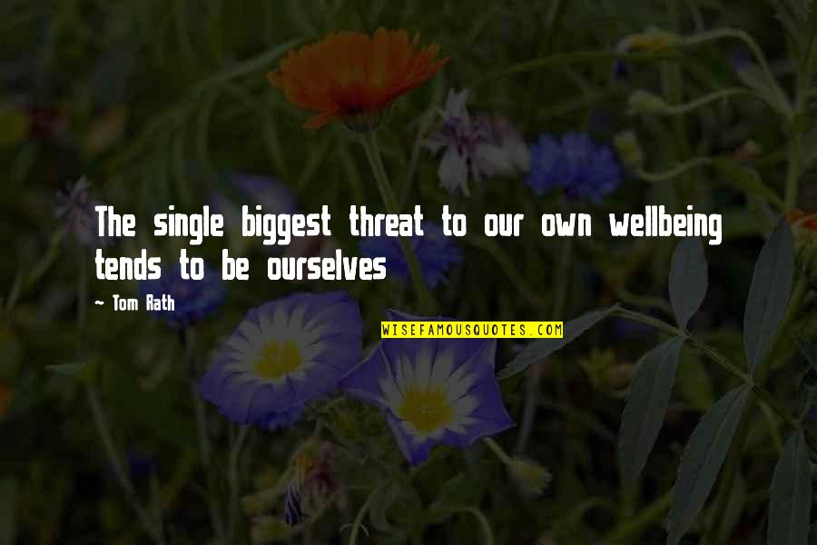 Your Wellbeing Quotes By Tom Rath: The single biggest threat to our own wellbeing