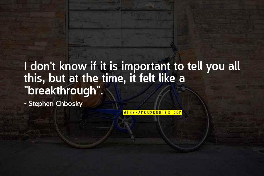 Your Words Hurting Me Quotes By Stephen Chbosky: I don't know if it is important to