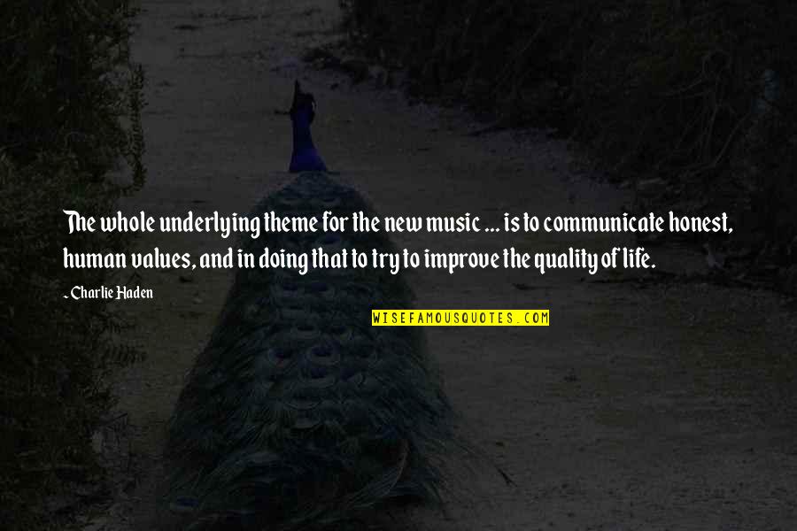 Your Worth In What You Have Edison Quote Quotes By Charlie Haden: The whole underlying theme for the new music Your Worth In What You Have Edison Quote Quotes By Charlie Haden: The whole underlying theme for the new music