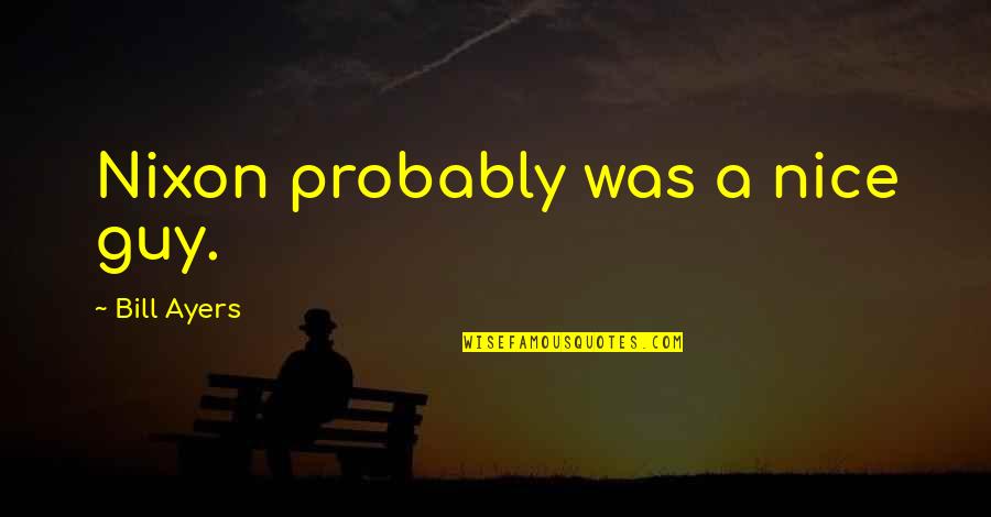 You're A Nice Guy Quotes By Bill Ayers: Nixon probably was a nice guy. You're A Nice Guy Quotes By Bill Ayers: Nixon probably was a nice guy.