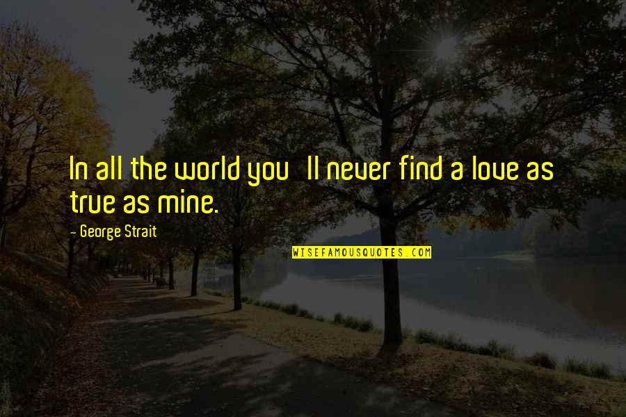 You're All Mine Quotes By George Strait: In all the world you'll never find a