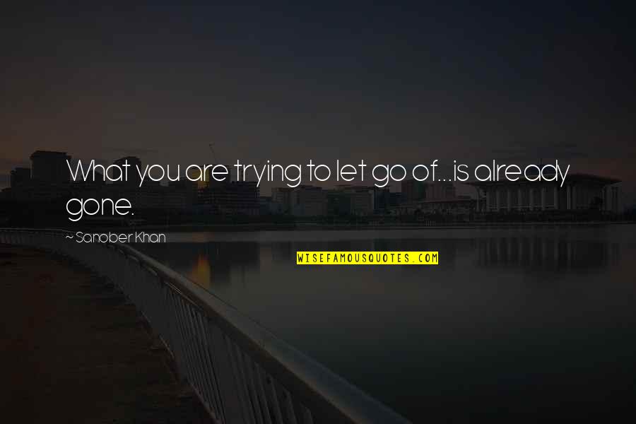 You're Already Gone Quotes By Sanober Khan: What you are trying to let go of...is