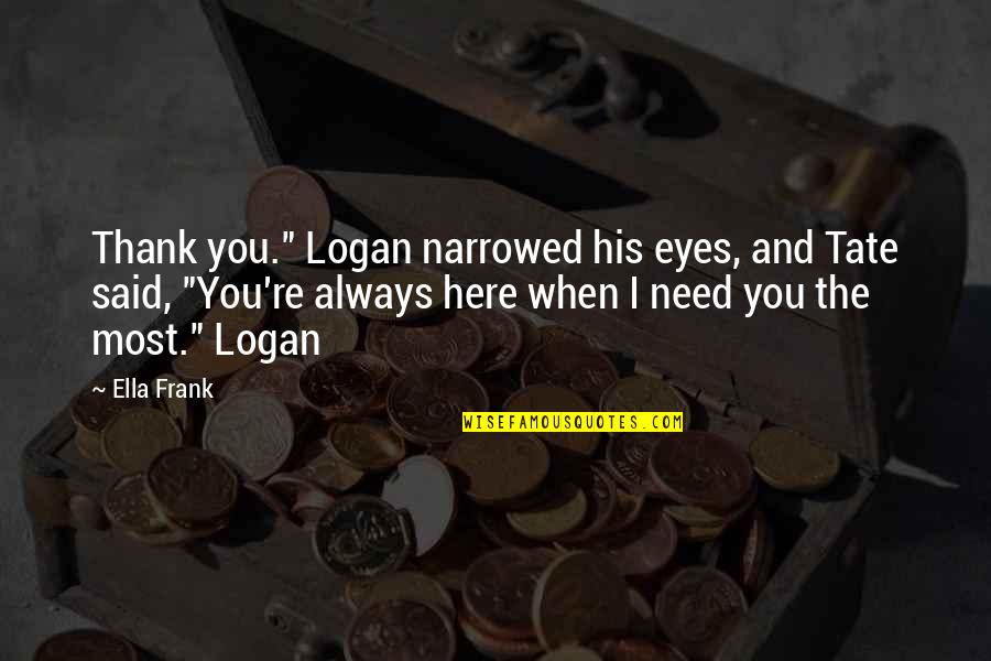 You're Always Here Quotes By Ella Frank: Thank you." Logan narrowed his eyes, and Tate